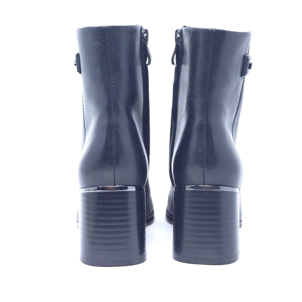 DKNY Ranya Zip Ankle Bootie Black Leather Size 7 Style K3303470 - Picture 4 of 10